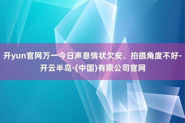 开yun官网万一今日声息情状欠安、拍摄角度不好-开云半岛·(中国)有限公司官网